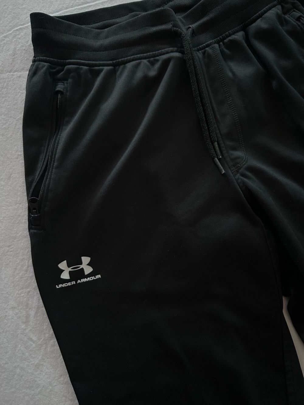 Under Armour Black Kids Athletic Pants with White Logo - Picture 2 of 5